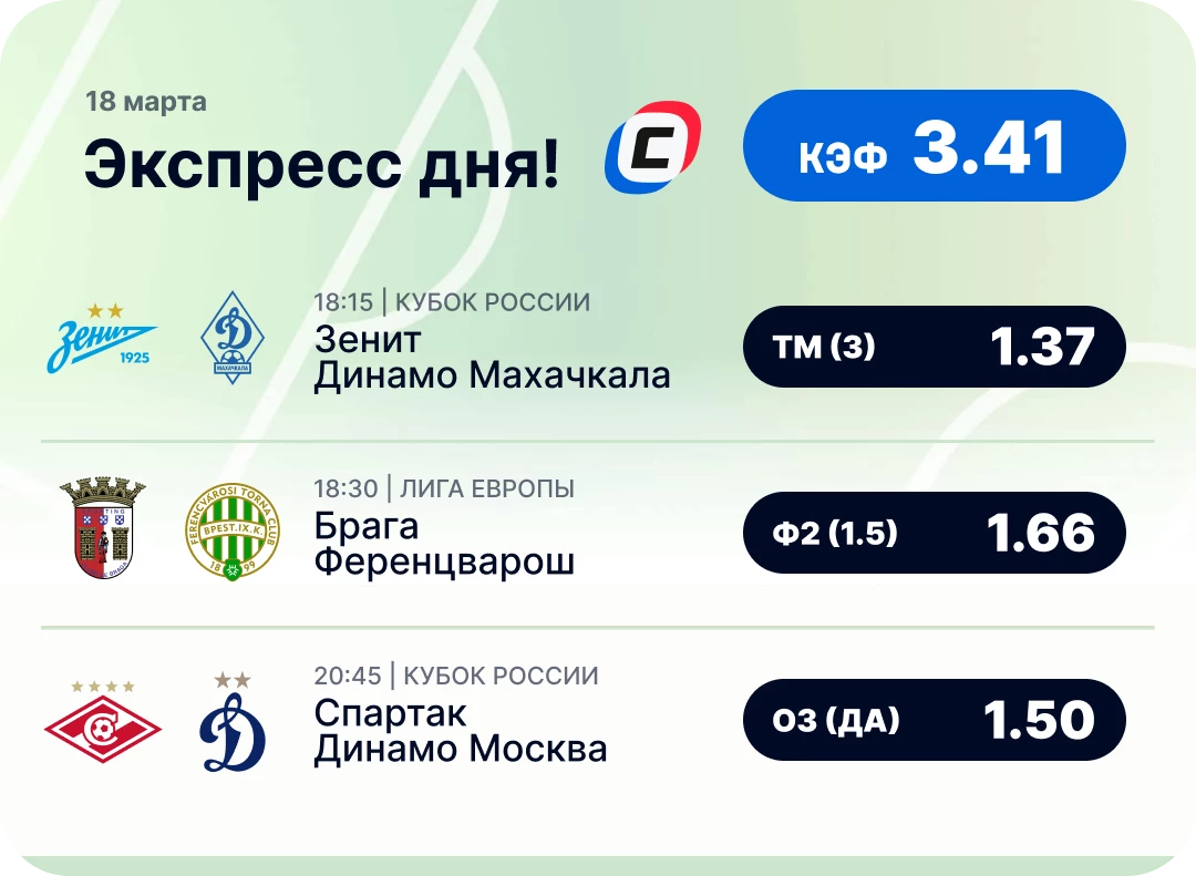 Футбольный экспресс дня на 18 марта
