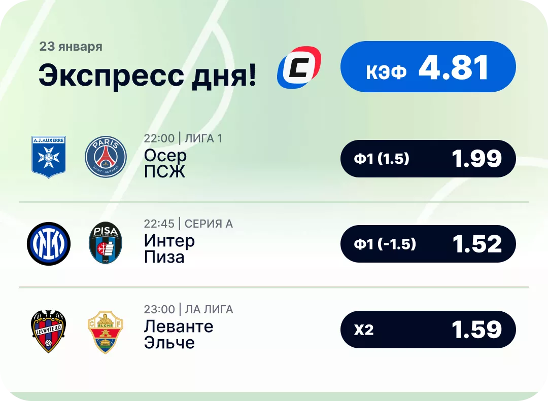 Футбольный экспресс дня на 23 января №2