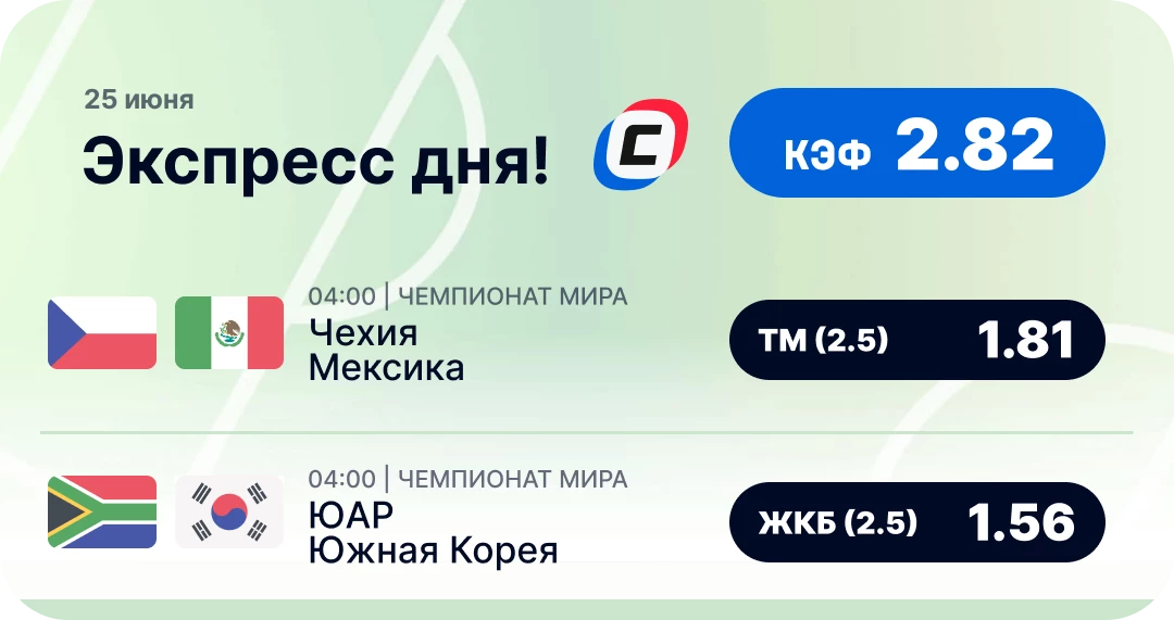 Экспресс дня на чемпионат мира Футбольный экспресс дня на 24 июня