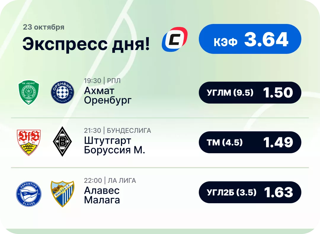 Экспресс на футбол на сегодня Футбольный экспресс дня на 23 октября №2