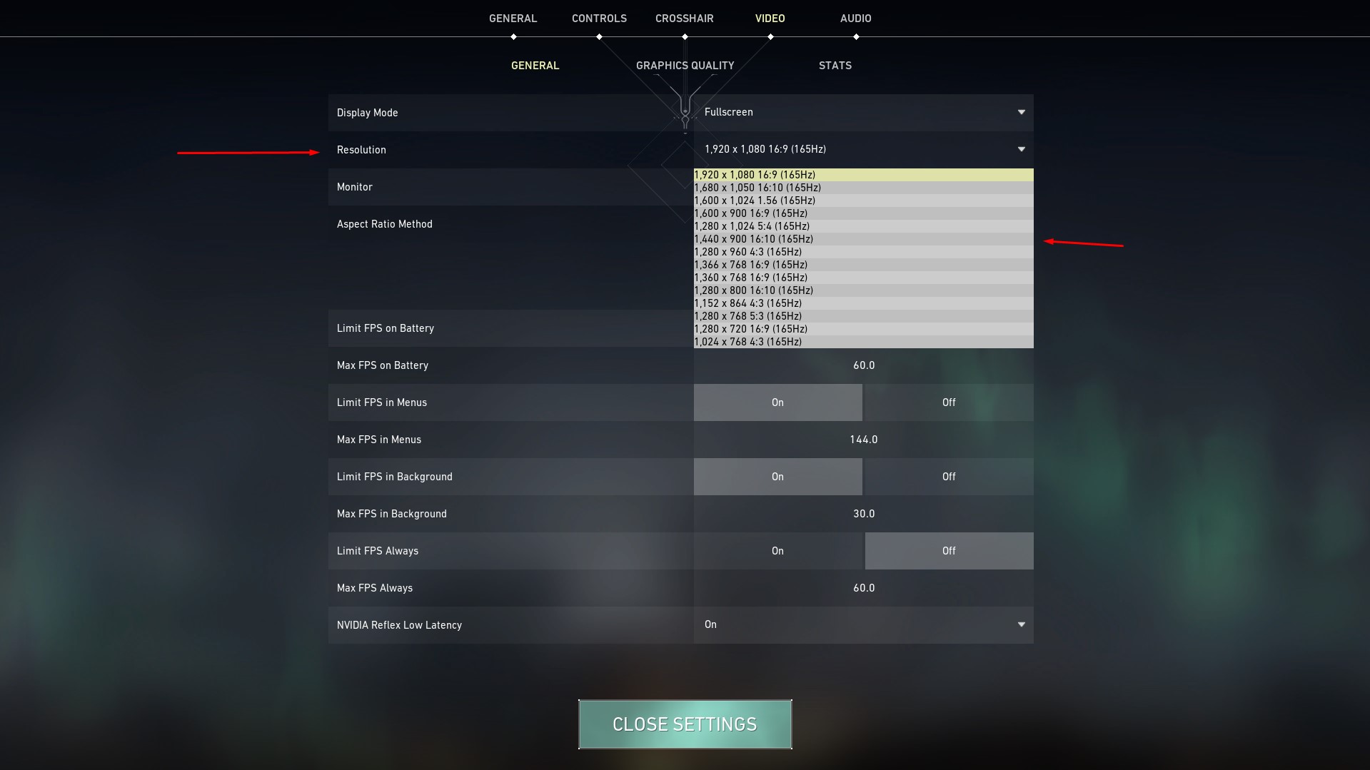 Как установить разрешение в VALORANT