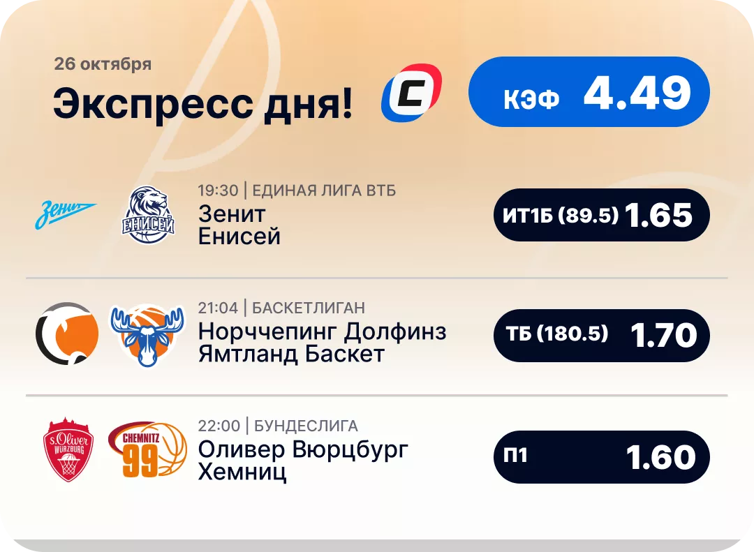 Баскетбольный экспресс дня на 26 октября №1