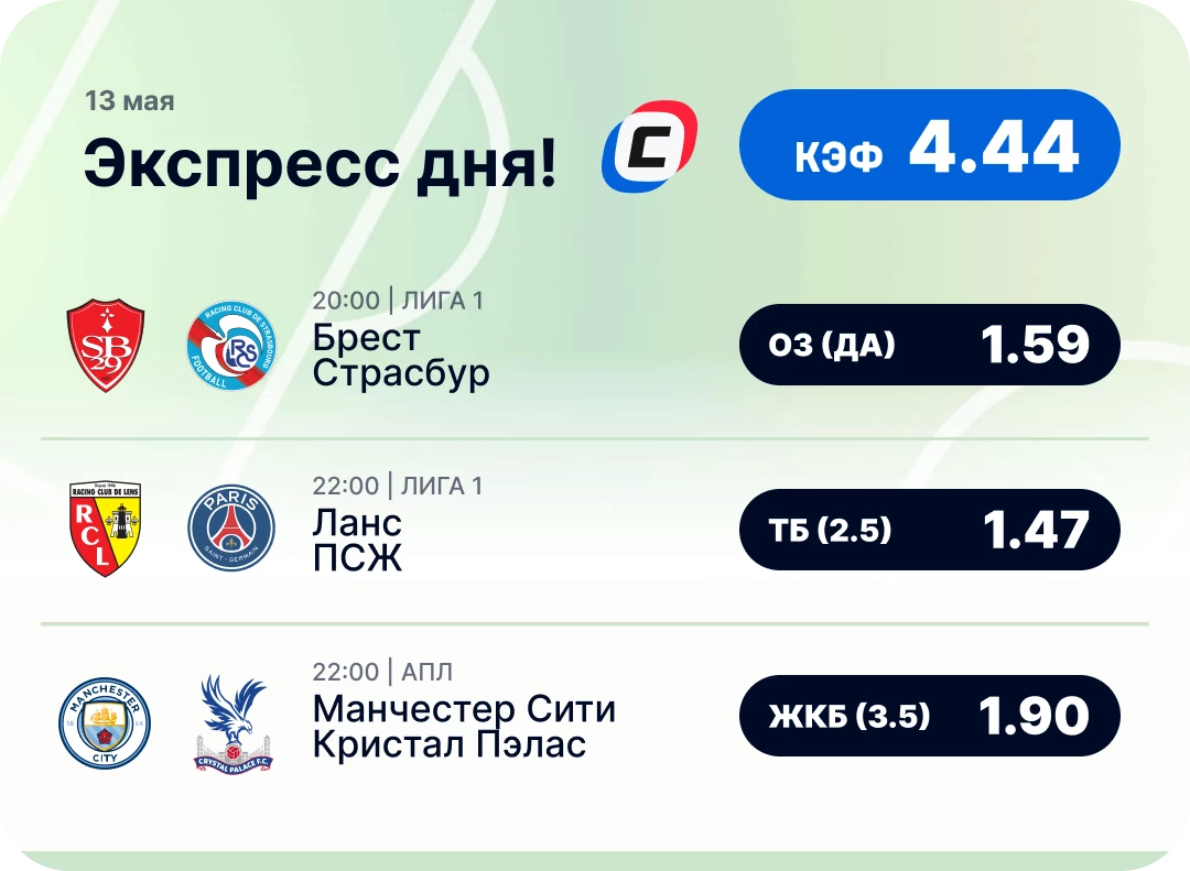 Футбольный экспресс дня на 13 мая №1