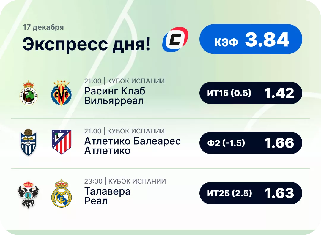Футбольный экспресс дня на 17 декабря №2