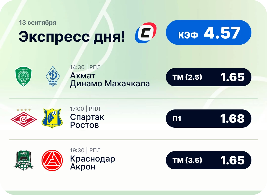Футбольный экспресс дня на 13 сентября №1