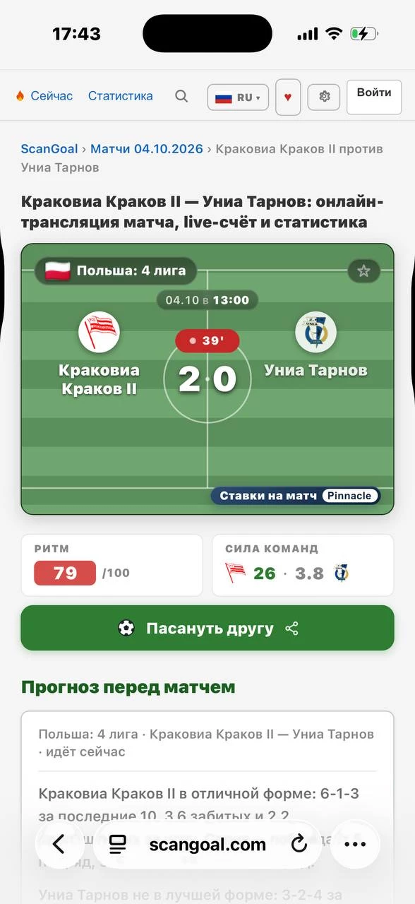 Индекс Ритма ScanGoal Индекс Ритма