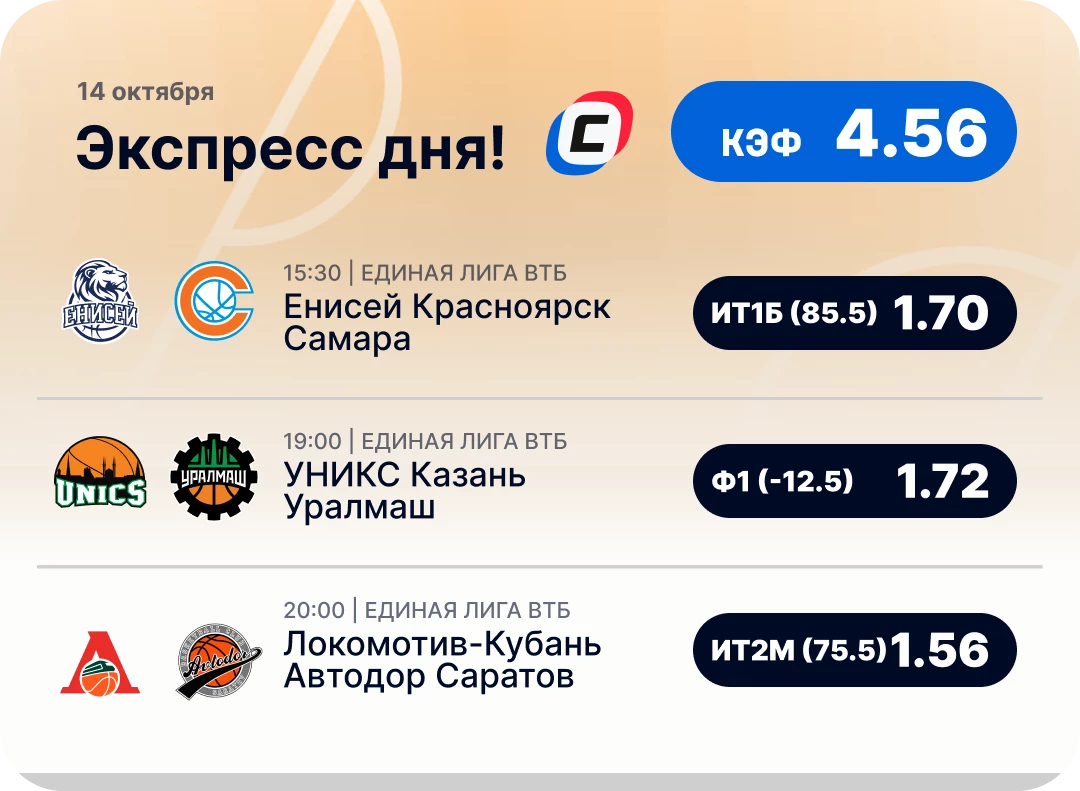 Экспресс на спорт на сегодня Баскетбольный экспресс дня на 14 октября №1