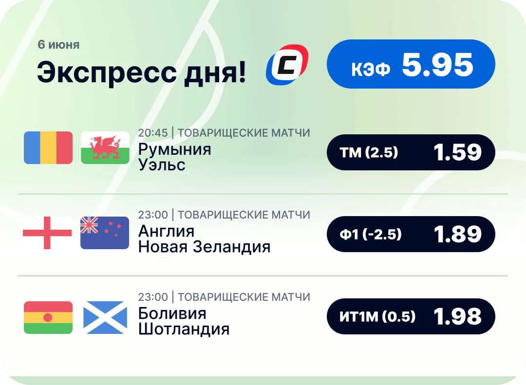 Экспресс дня на футбол на 6 июня