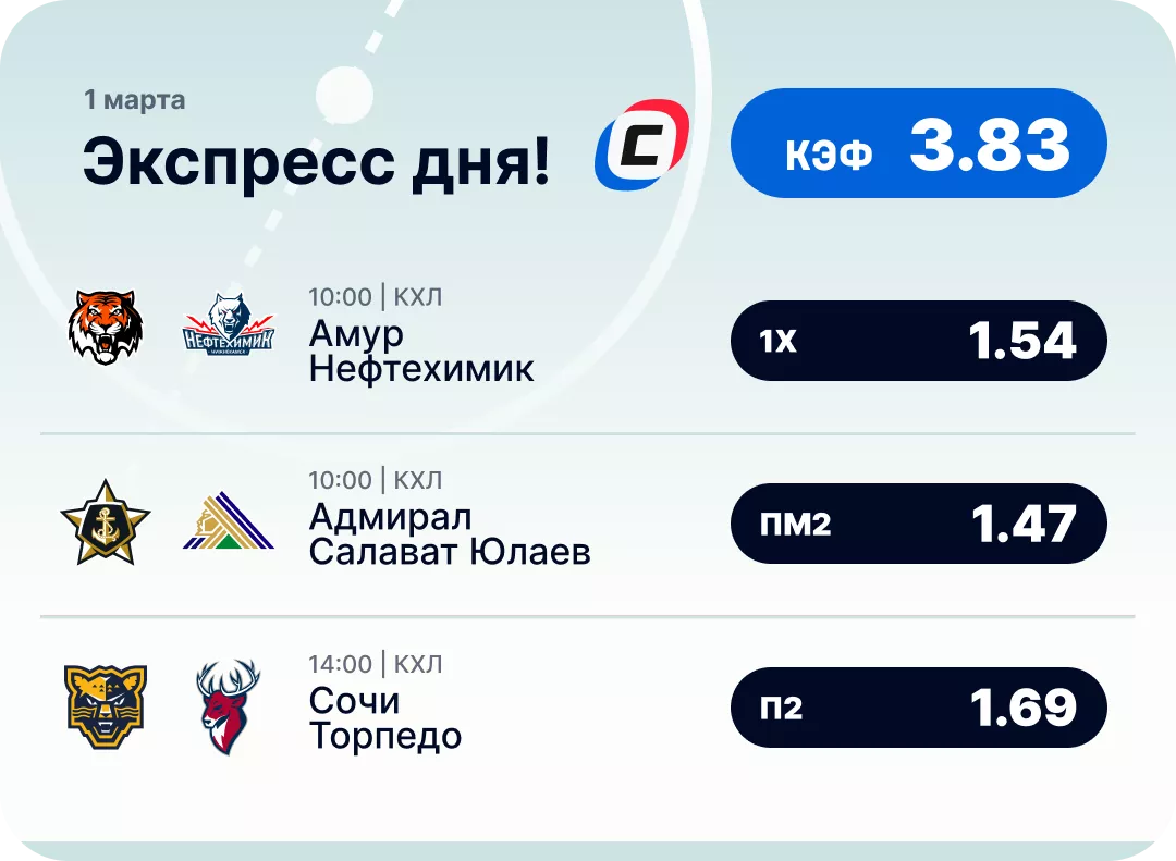 Экспресс на хоккей на сегодня Хоккейный экспресс дня на 1 марта №1