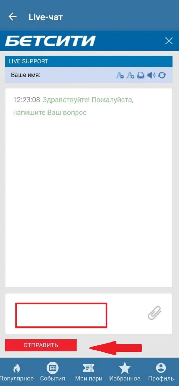 Онлайн-чат с поддержкой БК Бетсити
