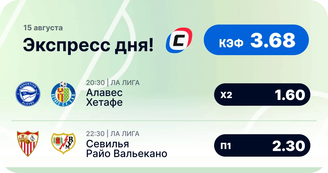 Футбольный экспресс дня на сегодня Футбольный экспресс дня на 15 августа №2