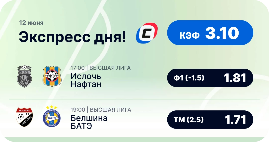 Экспресс дня на футбол Экспресс дня на футбол на 12 июня