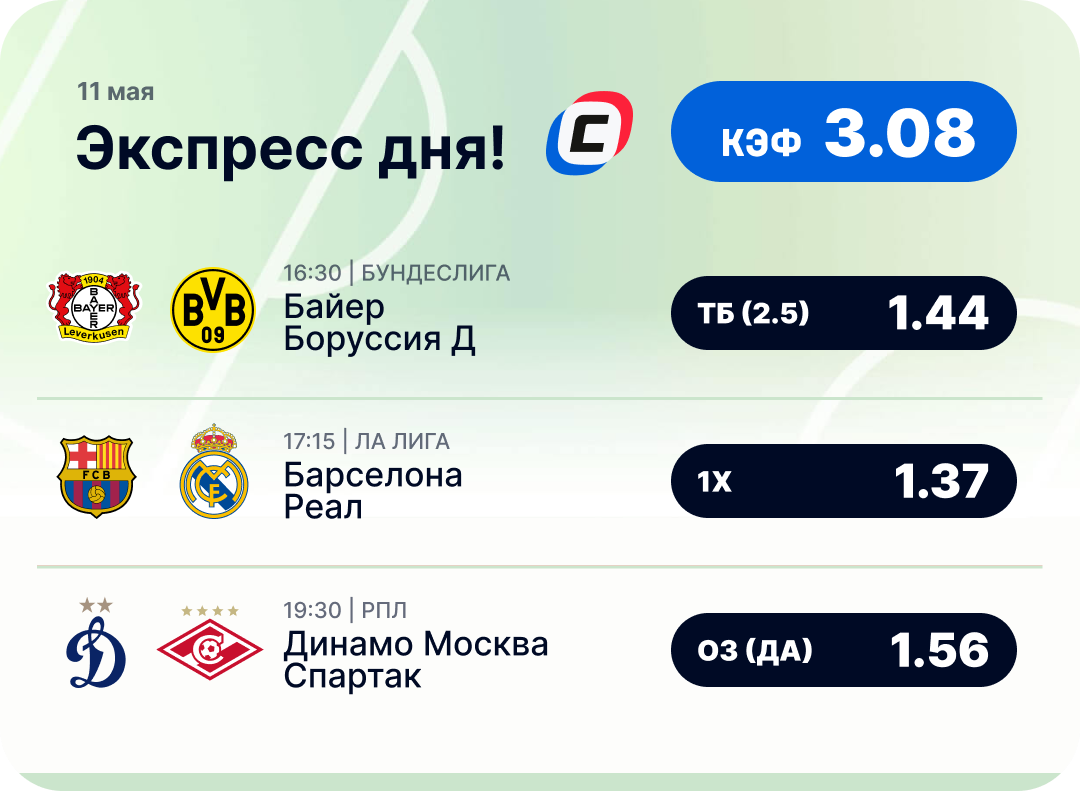 Футбольный экспресс дня на 11 мая №2