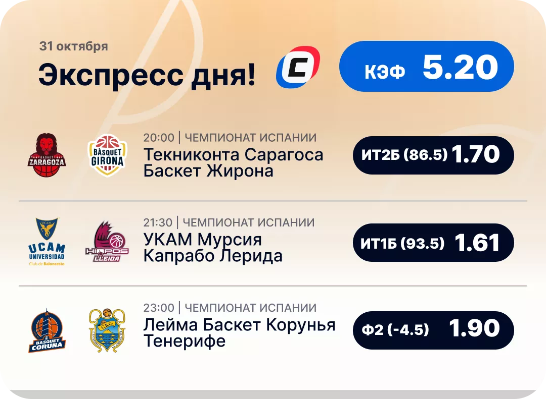 Баскетбольный экспресс дня на 31 октября