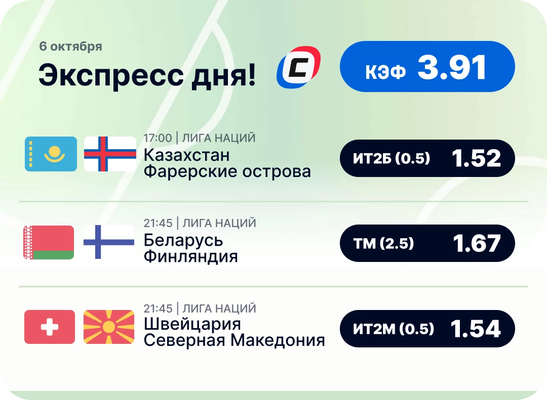 Экспресс на футбол на сегодня Футбольный экспресс дня на 6 октября №2