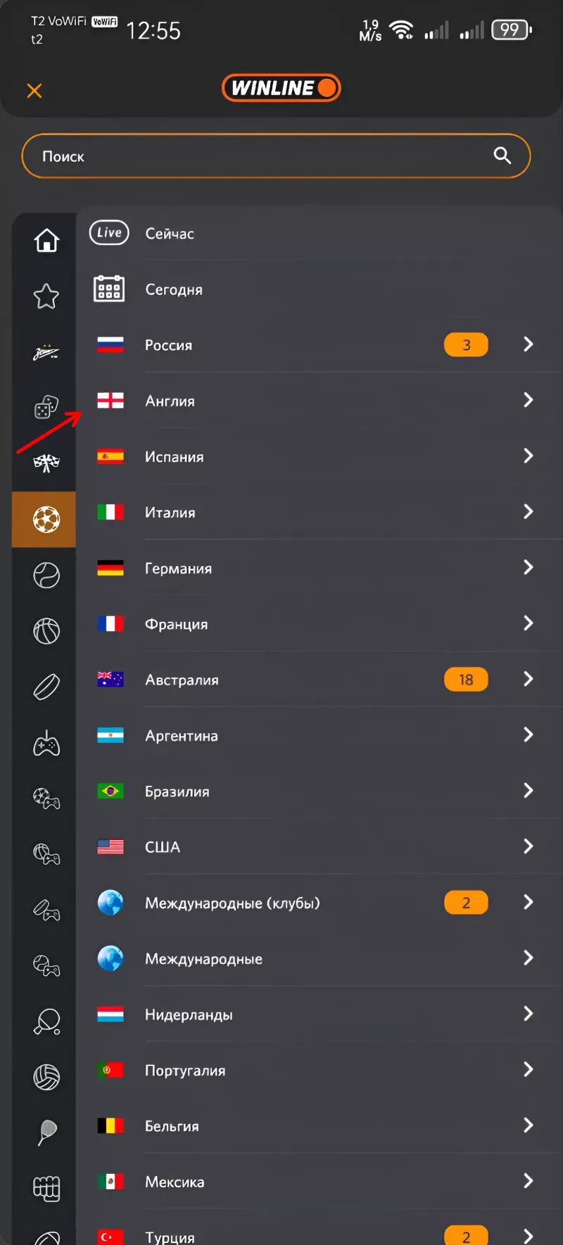 Использование линии БК Винлайн