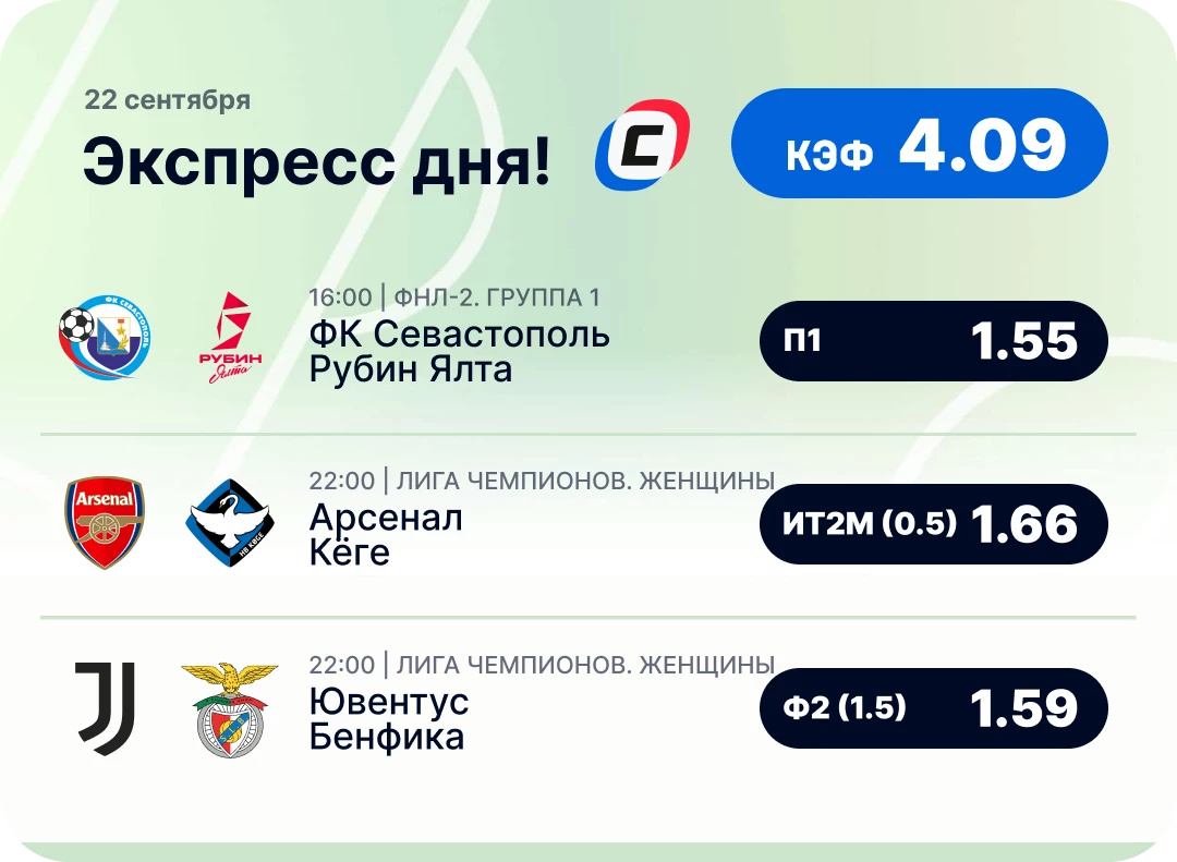 Футбольный экспресс дня на 22 сентября №1