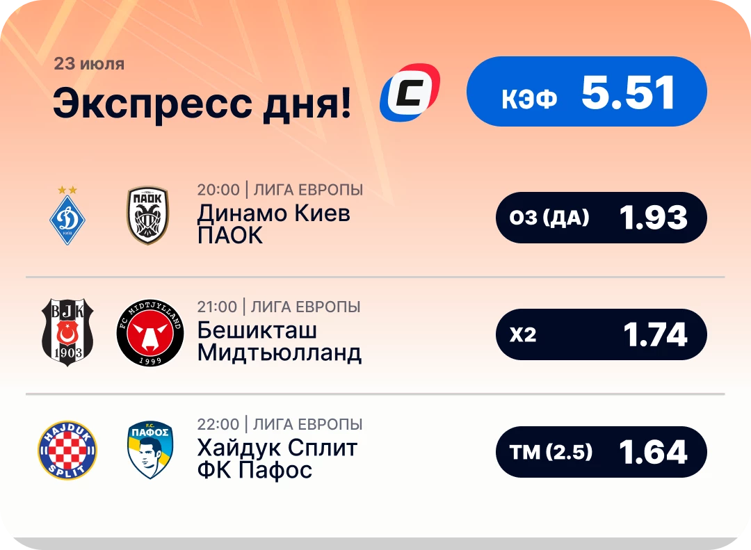 Футбольный экспресс на сегодня Футбольный экспресс дня на 23 июля №2