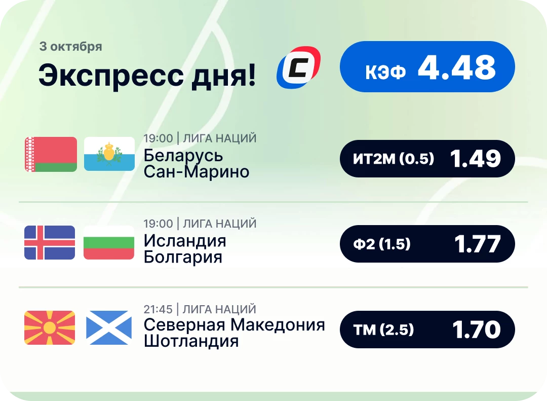 Экспресс на футбол на 3 октября Футбольный экспресс дня на 3 октября №2