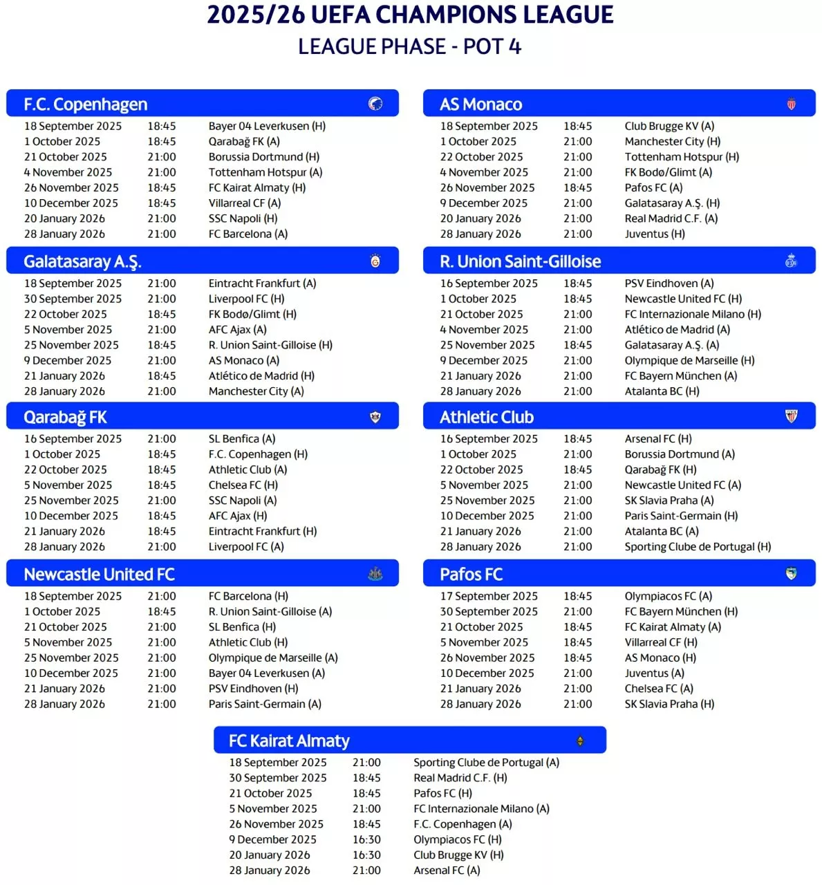 Расписание матчей ЛЧ