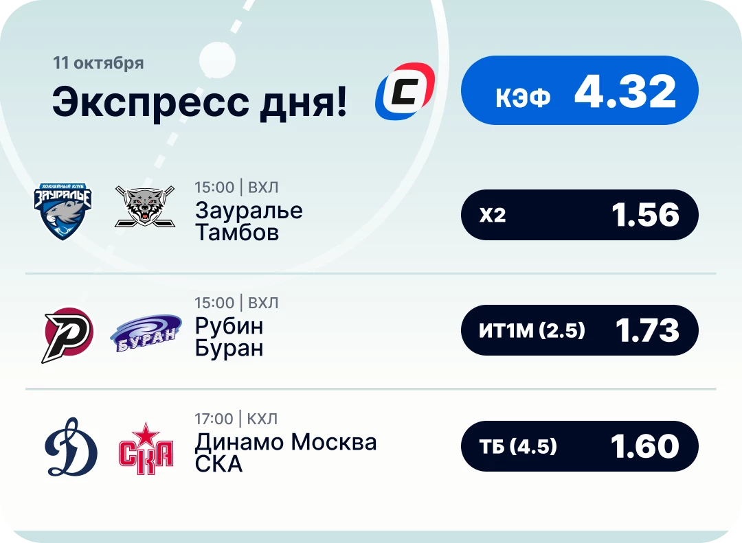 Экспресс на хоккей на сегодня Хоккейный экспресс дня на 11 октября