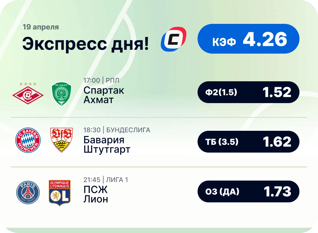 Футбольный экспресс дня на 19 апреля №2