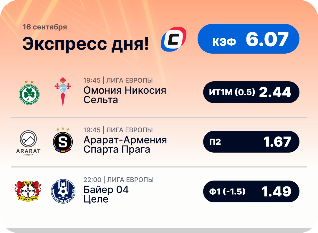 Экспресс дня на Лигу Европы на 16 сентября №2