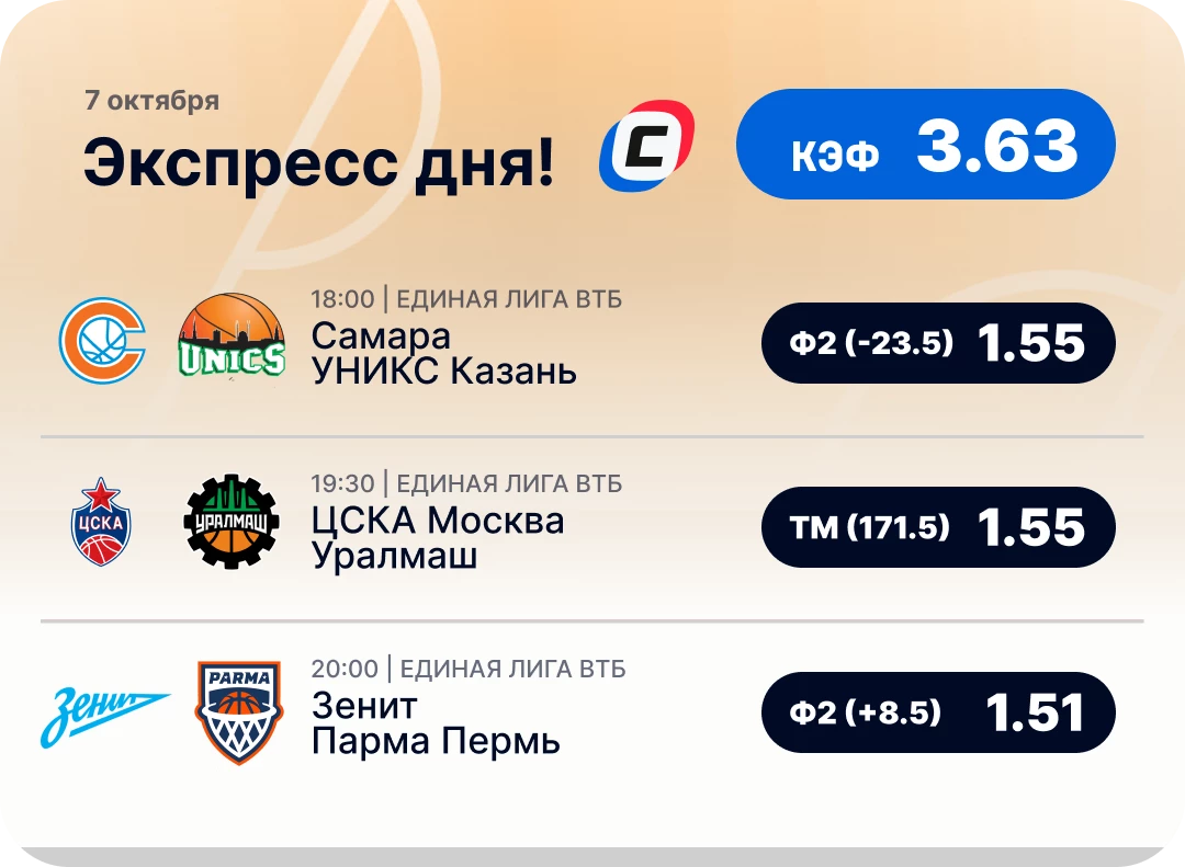 Экспресс на баскетбол на 7 октября Хоккейный экспресс дня на 7 октября