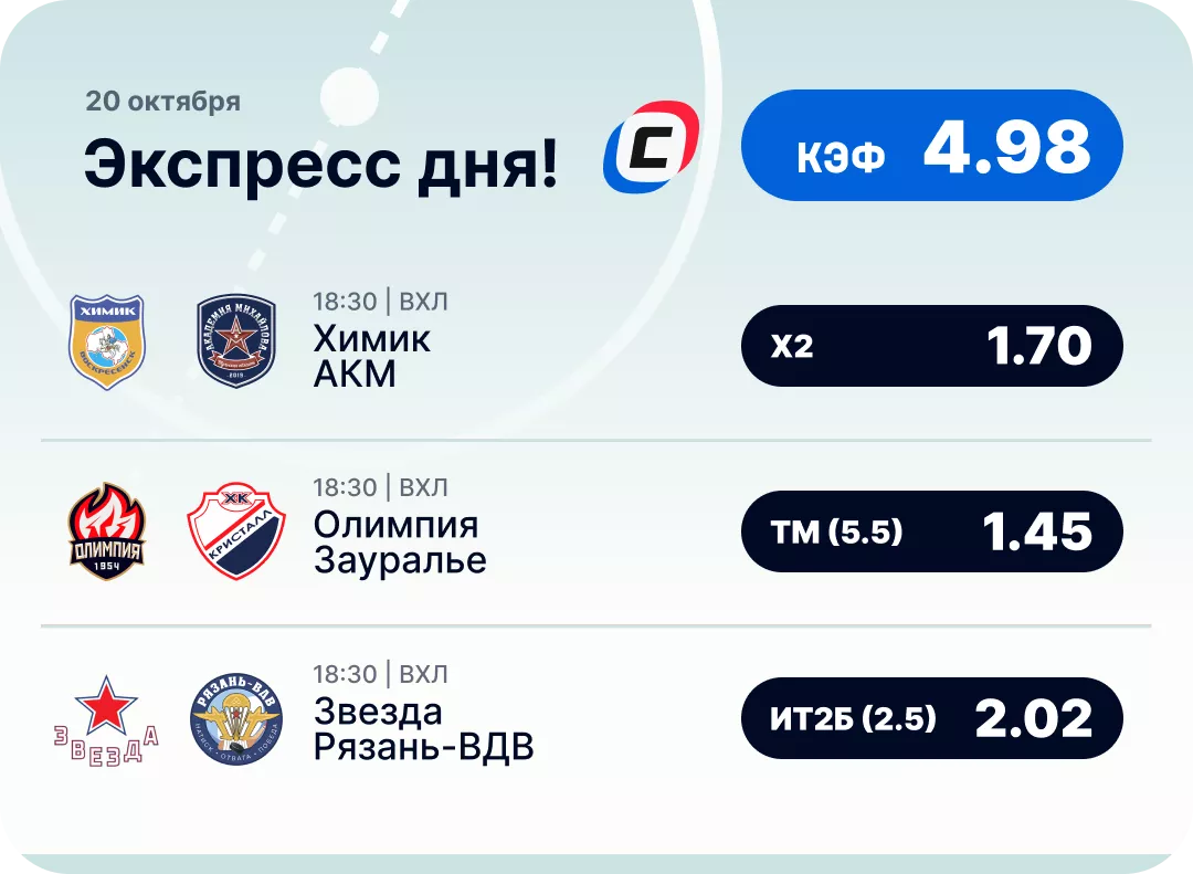 Экспресс дня на хоккей Хоккейный экспресс дня на 20 октября №3