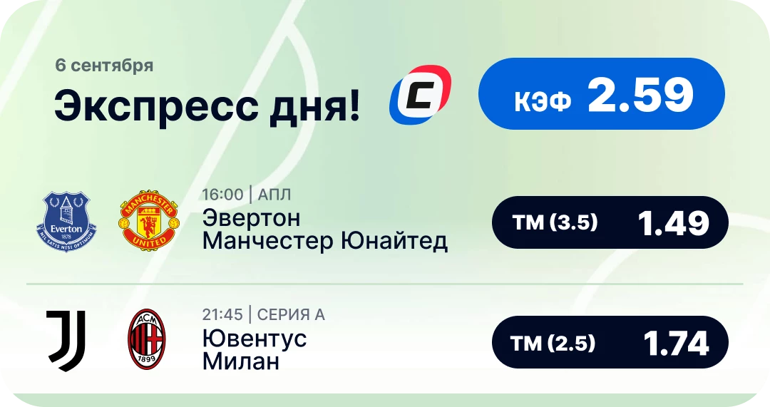 Экспресс дня на футбол Футбольный экспресс дня на 6 сентября №3