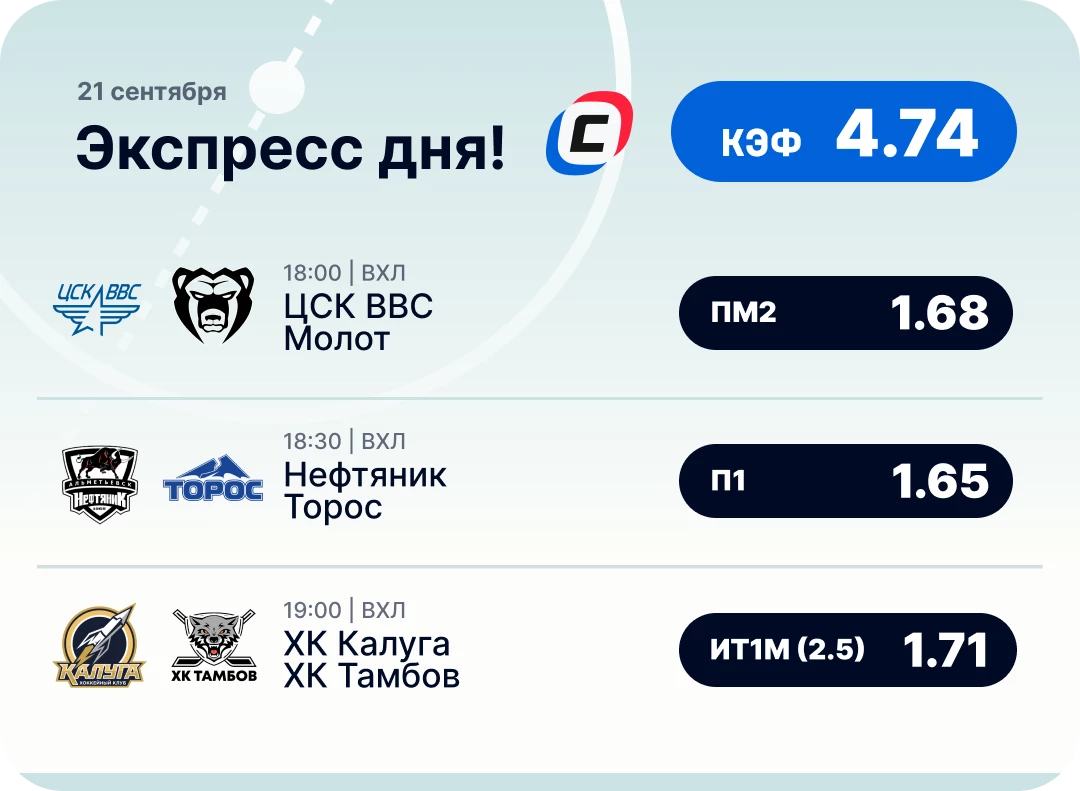 Экспресс на хоккей на 21 сентября Хоккейный экспресс дня на 21 сентября №2