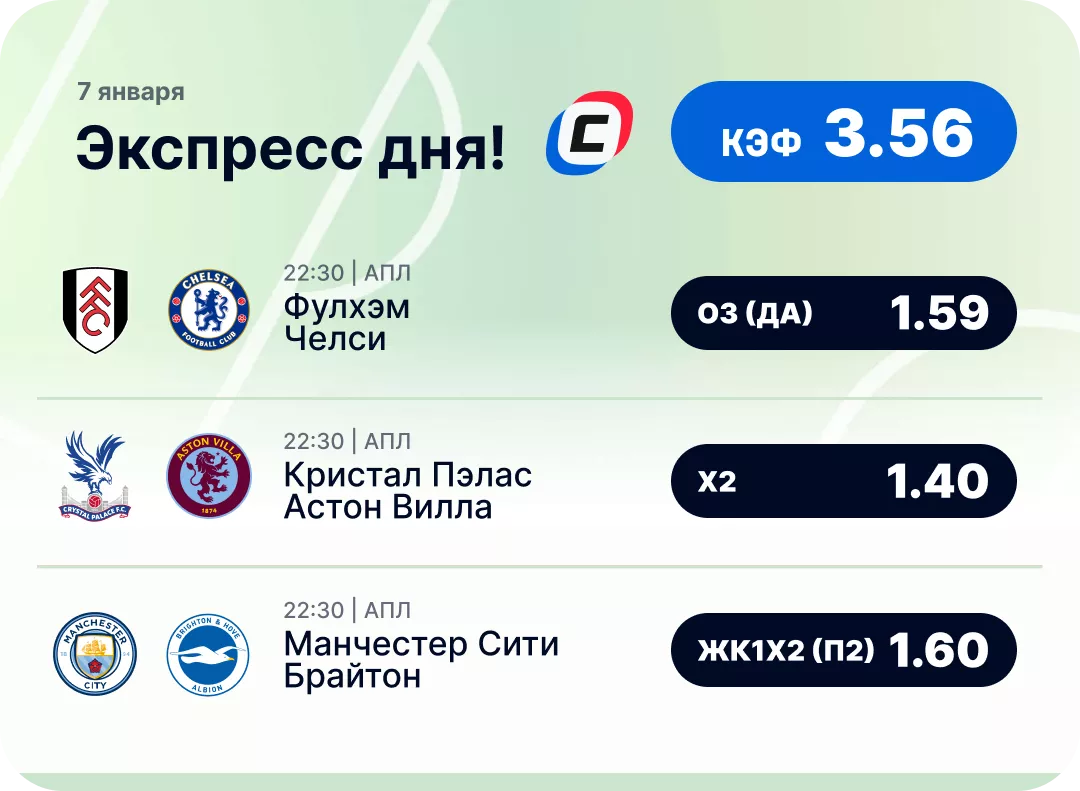 Футбольный экспресс дня на 7 января №1