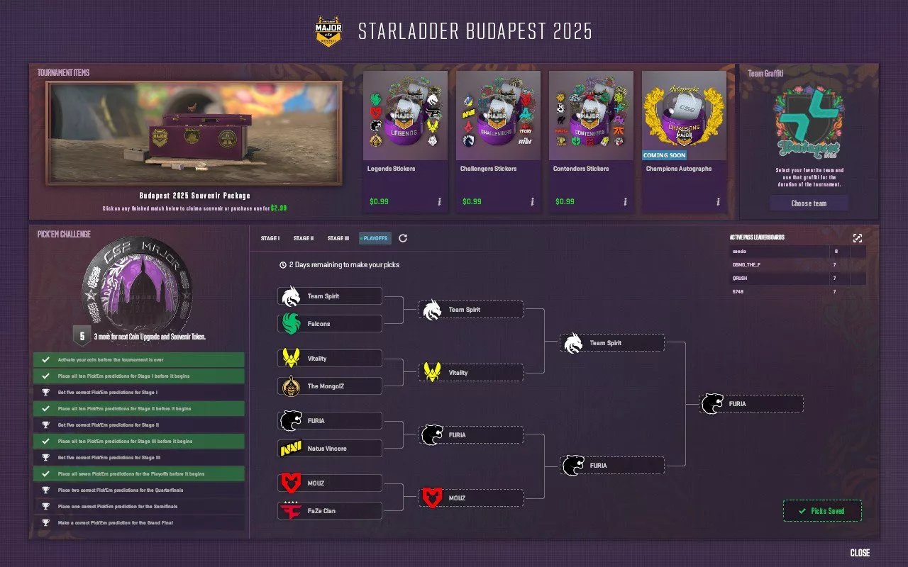 Пикем на плей-офф Budapest Major 2025 Пикем на плей-офф Budapest Major 2025