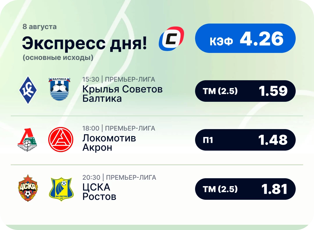 Футбольный экспресс дня на 8 августа №1