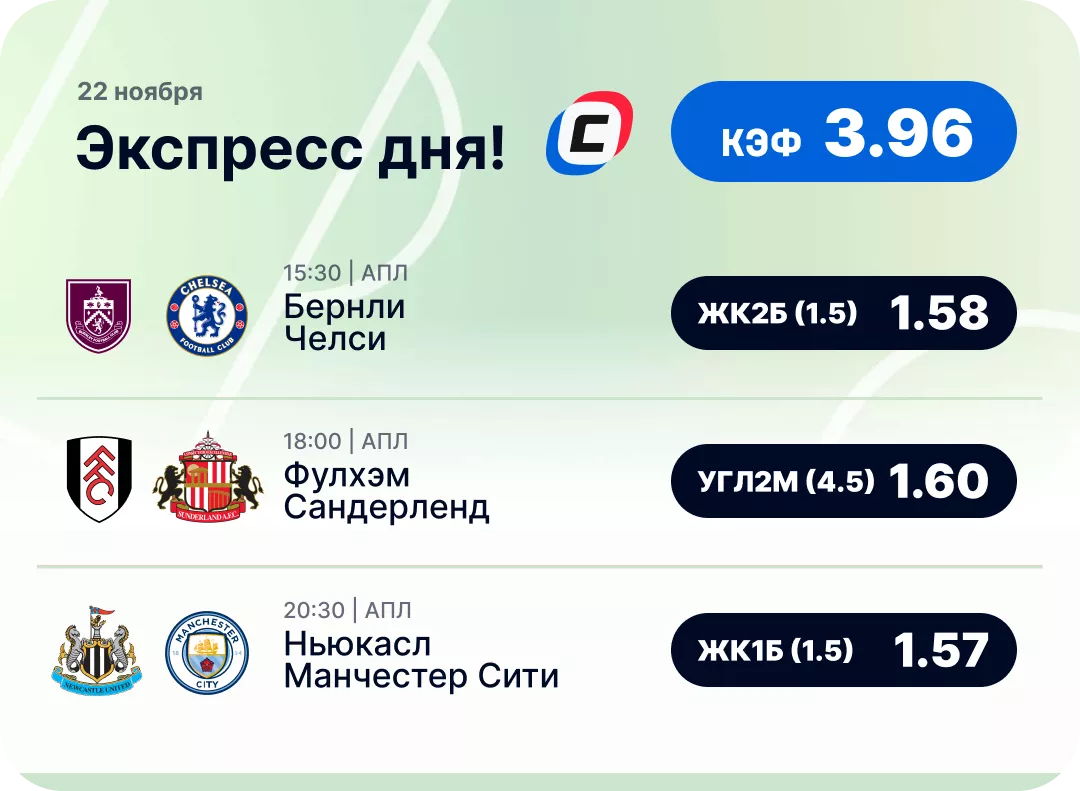 Экспресс дня на сегодня Футбольный экспресс дня на 22 ноября №1