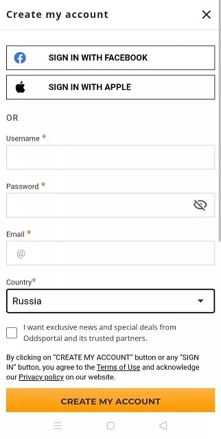 Регистрация в OddsPortal Регистрация в OddsPortal