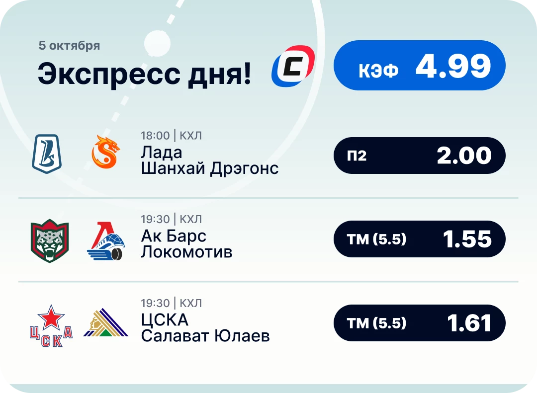 Экспресс на хоккей на сегодня Хоккейный экспресс дня на 5 октября