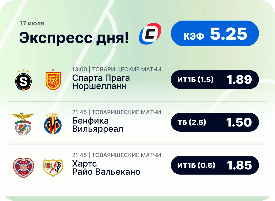 Футбольный экспресс дня на 17 июля №2