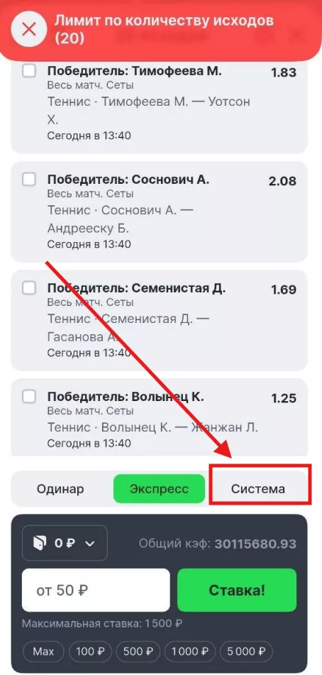 Выбор системы в БК Лига Ставок