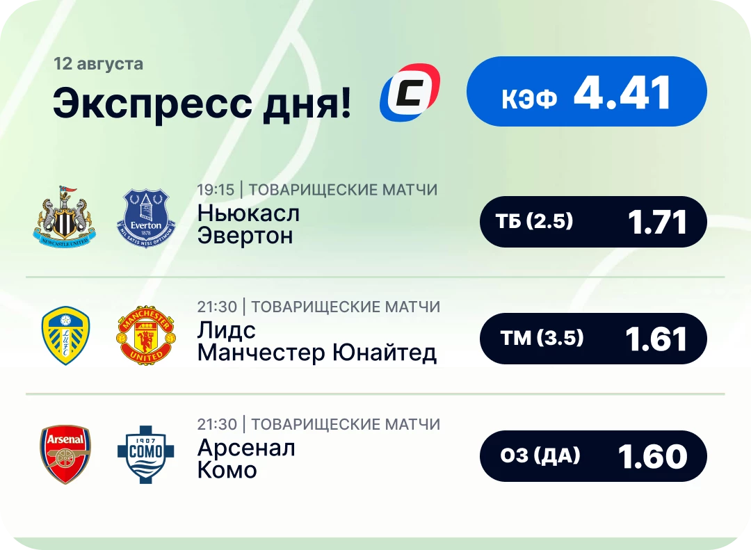 Экспресс дня на футбол Футбольный экспресс дня на 12 августа №2