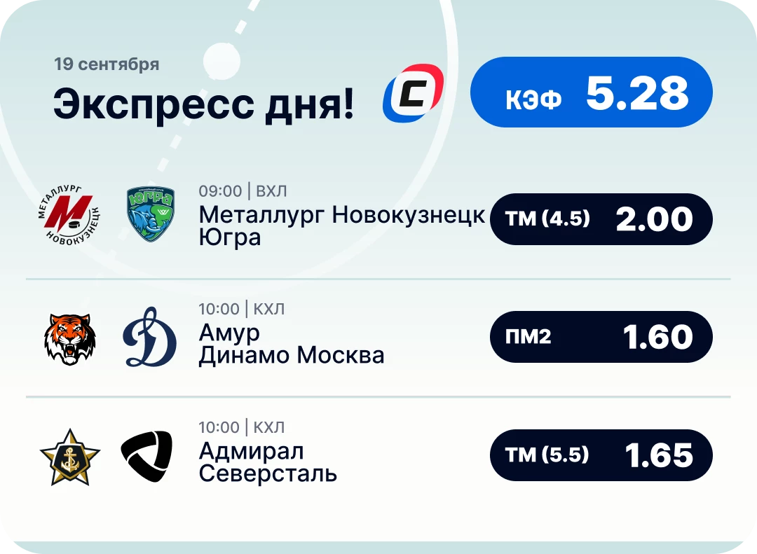 Экспресс дня на хоккей на 19 сентября Хоккейный экспресс дня на 19 сентября
