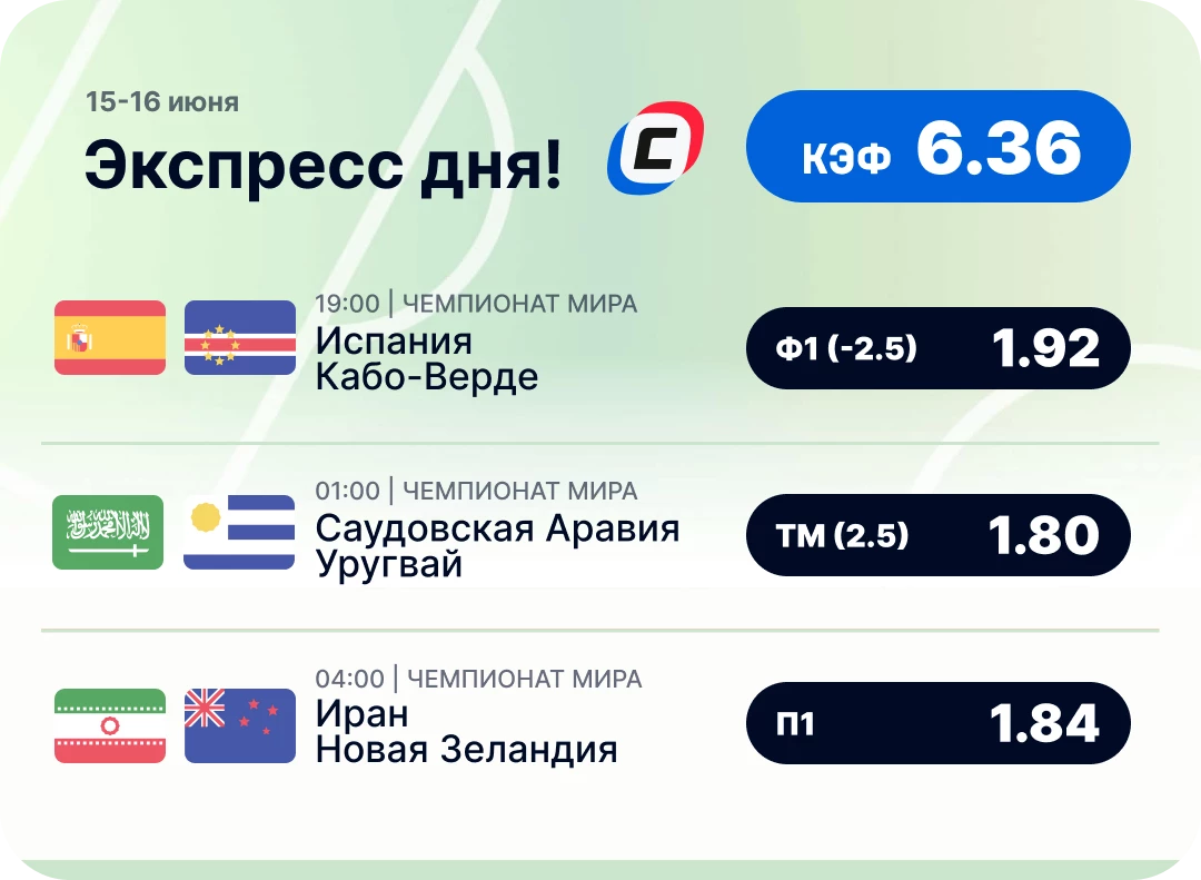 Экспресс на чемпионат мира на сегодня Футбольный пресс дня на 15 июня