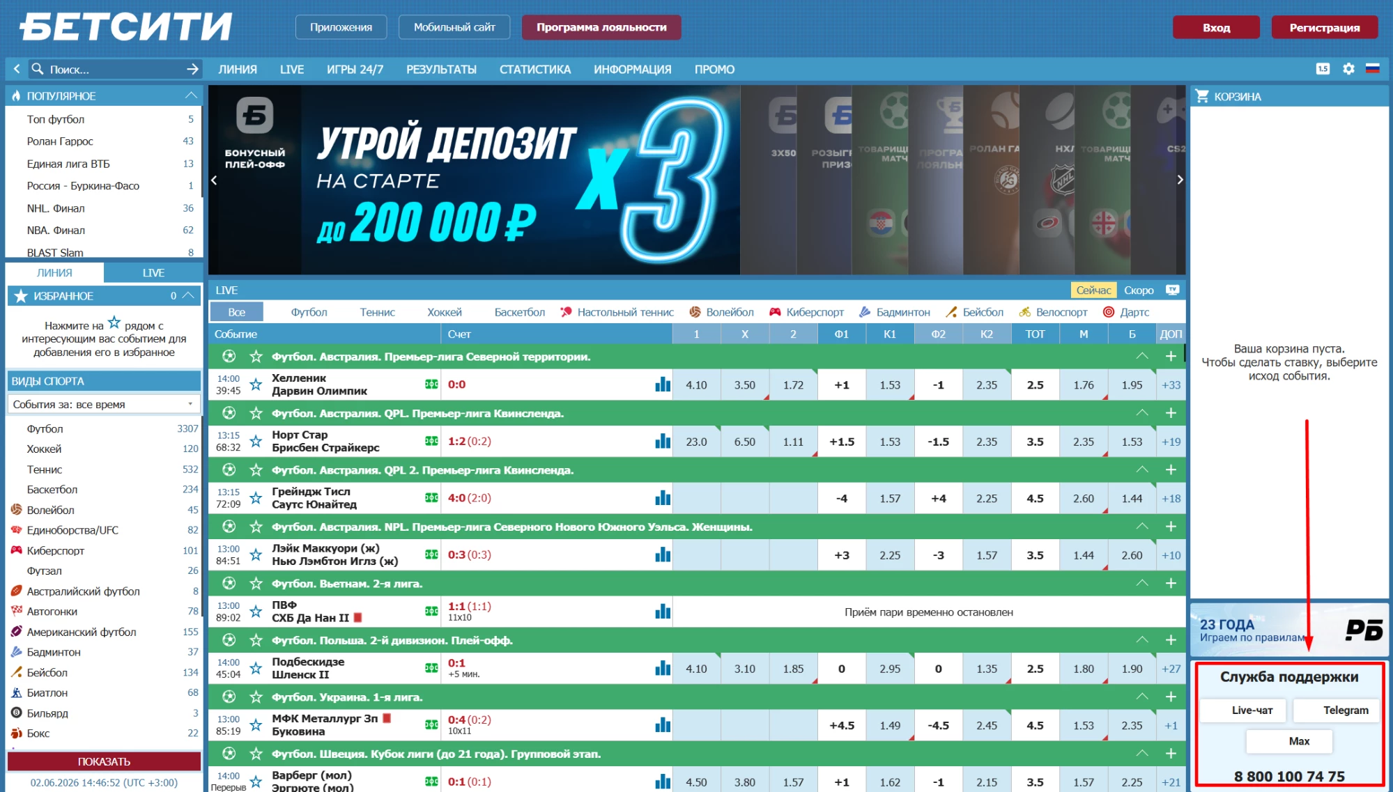 Контакты службы поддержки БК Бетсити