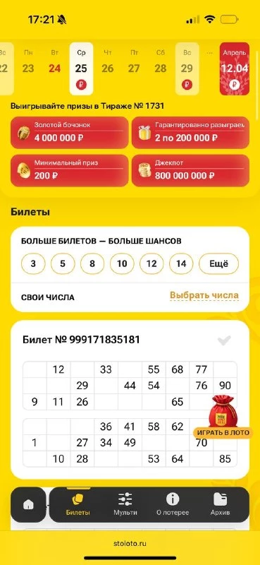 Русское лото №1731