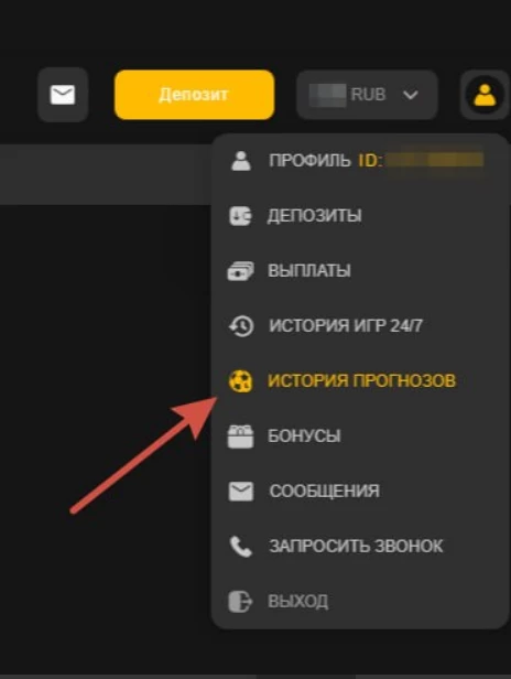 Раздел История прогнозов в БК Мелбет