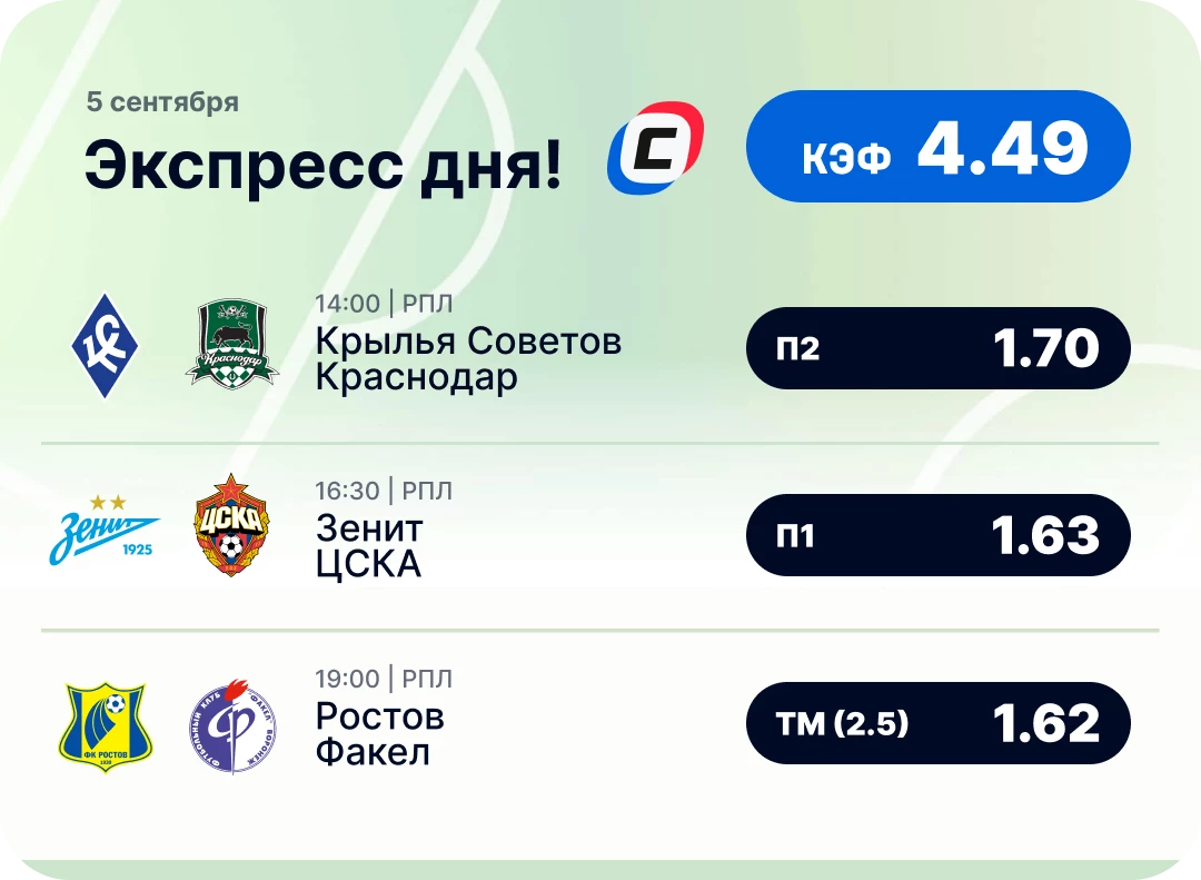Экспресс-ставка на футбол на сегодня Футбольный экспресс дня на 5 сентября №2