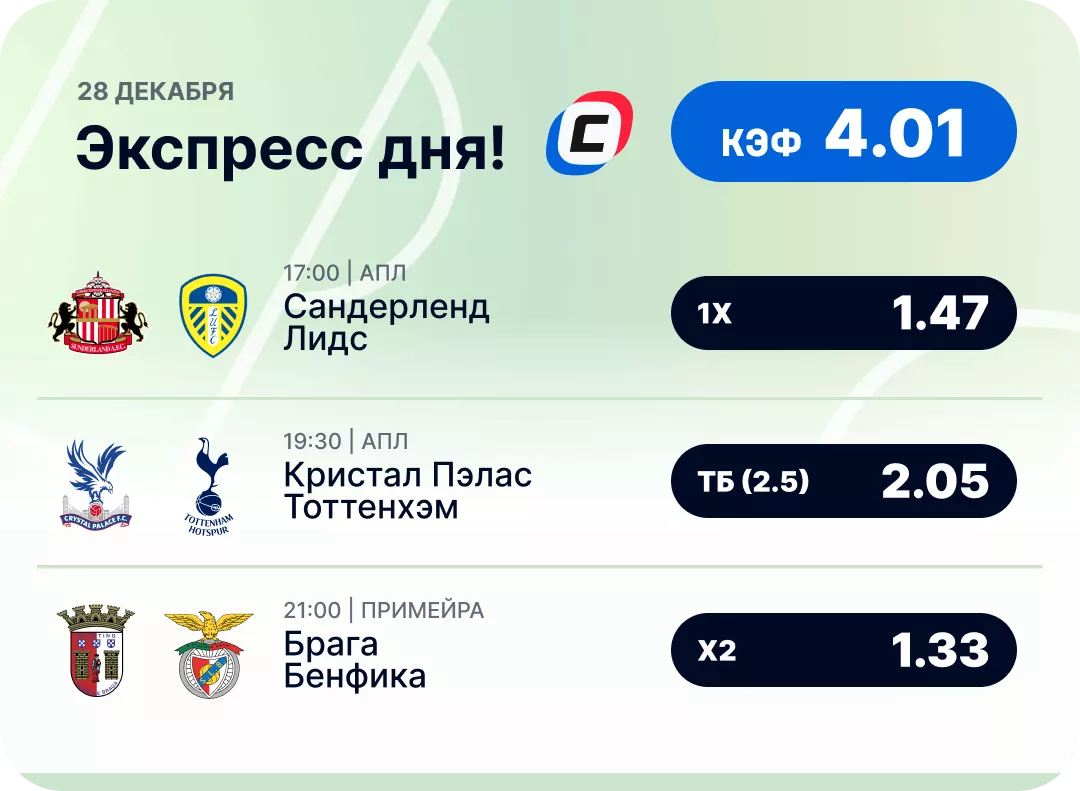 Футбольный экспресс дня на 28 декабря №2