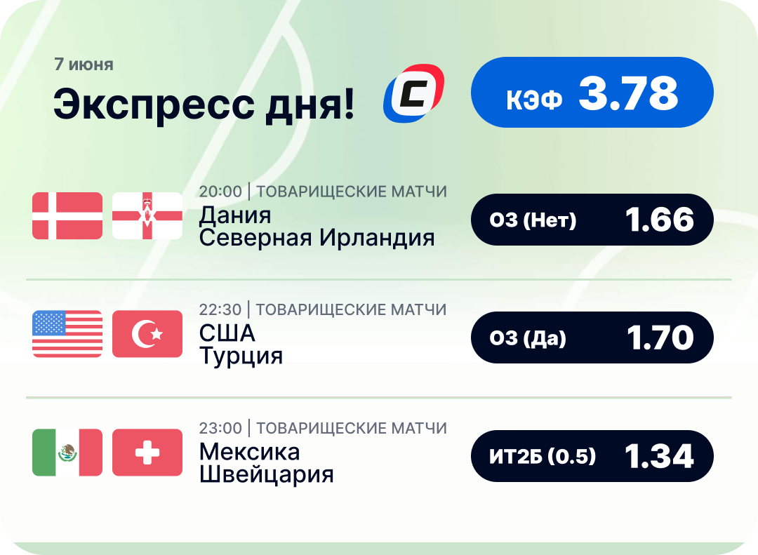 Футбольный экспресс дня на 7 июня №2