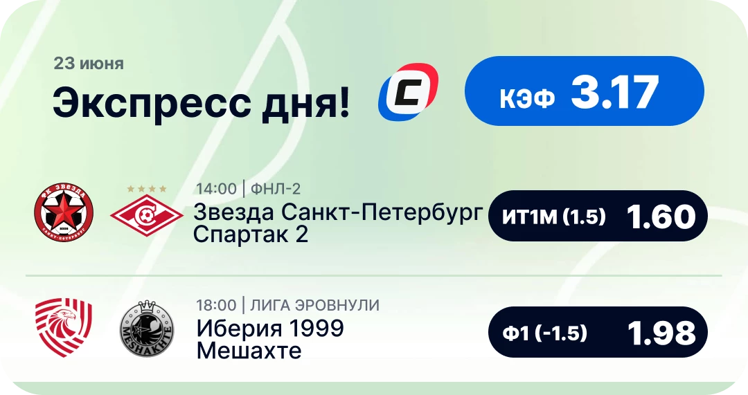 Экспресс дня на футбол Футбольный экспресс дня на 23 июня