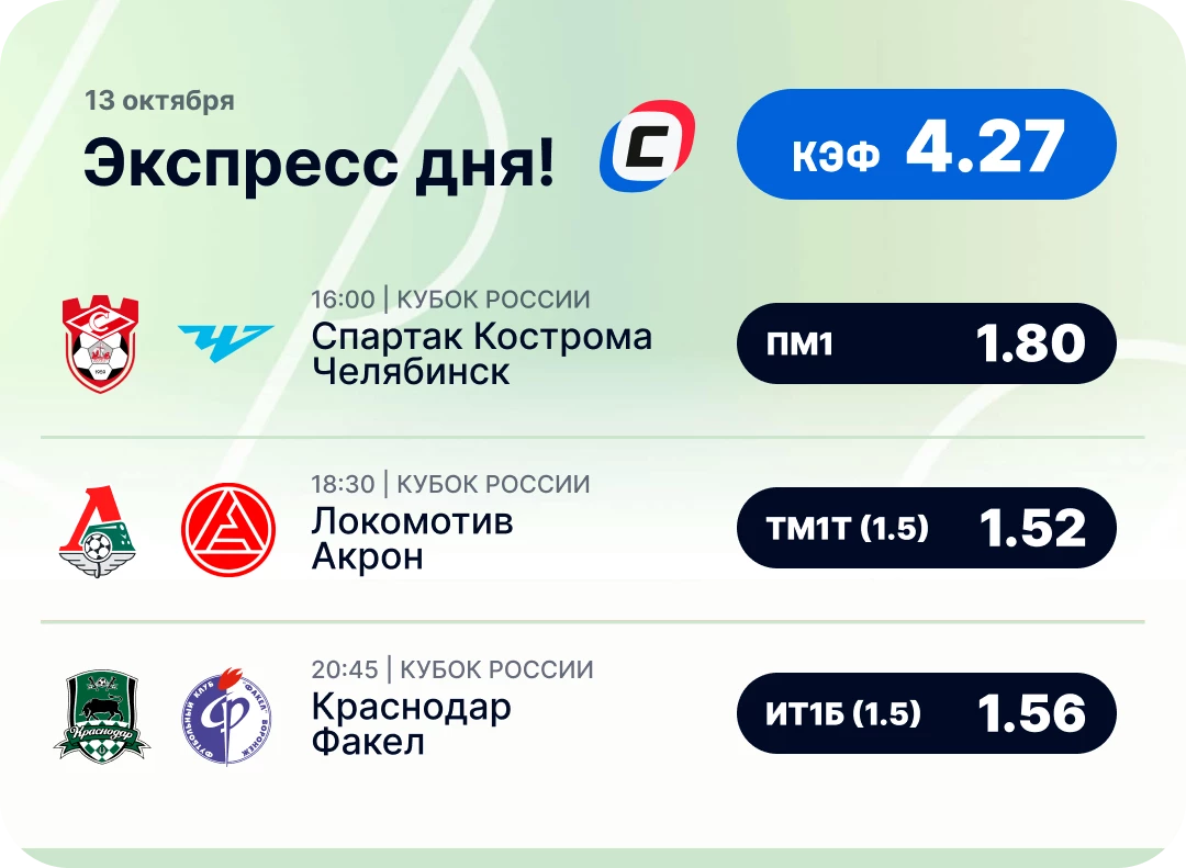 Экспресс на футбол на 13 октября Футбольный экспресс дня на 13 октября №1